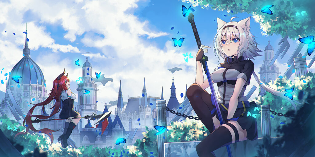the background of beautiful anime girl shaped cats